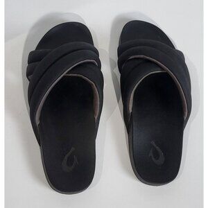 Womens Olukai Hila Black Water Resistant Slide Sandals W9